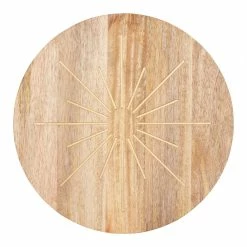 World Market Round Acacia Wood Sunrise Inlay Serving Board