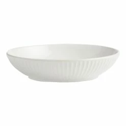 World Market White Whittle Ribbed Low Bowl