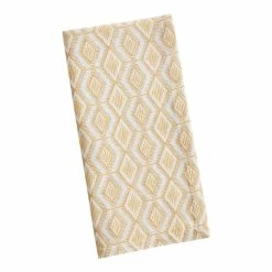 World Market Yellow Diamond Printed Cotton Napkins Set of 4