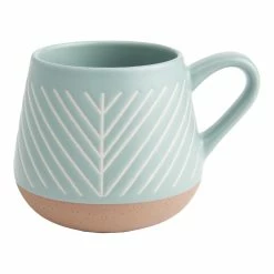 World Market Matte Mint Green Reactive Glaze Geo Ceramic Mug