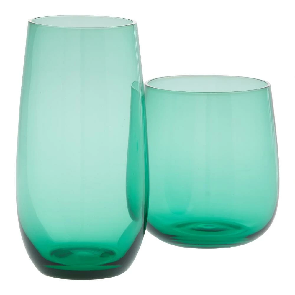 World Market Wynn Emerald Bar Glass Set of 2
