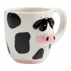 World Market Black And White Cow Figural Ceramic Mug