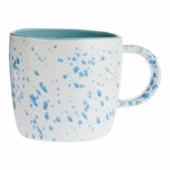 World Market Aqua Splatter Hand Painted Ceramic Mug