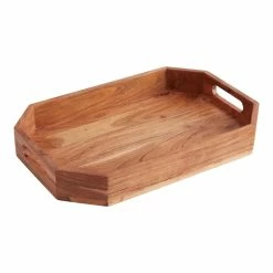 World Market Acacia Wood Geo Serving Tray