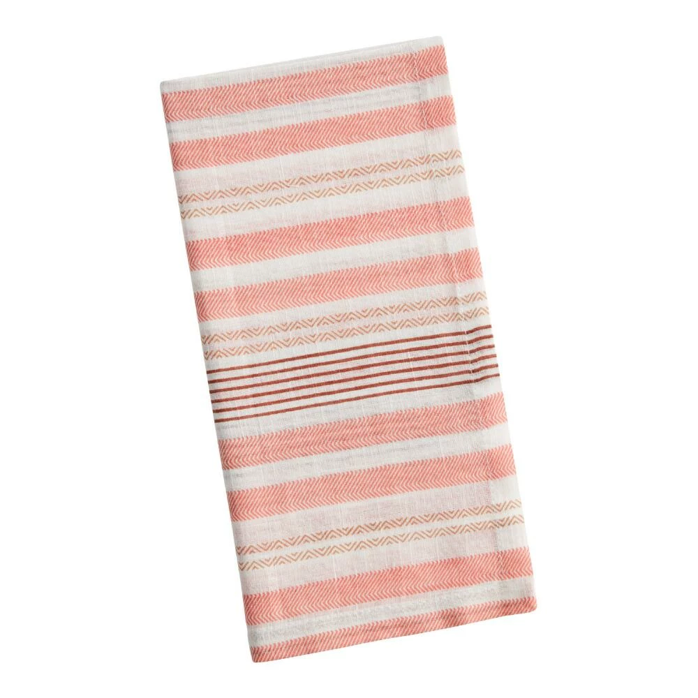 World Market Red Stripe Printed Cotton Napkins Set of 4
