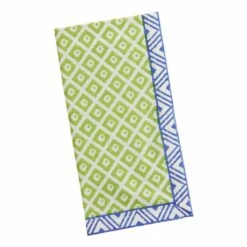 World Market Lime Green and Blue Block Print Napkin