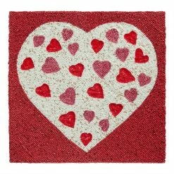 World Market Pier Place Red and Pink Heart Beaded Placemat