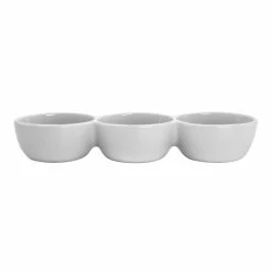 World Market White Porcelain Coupe Connected Dipping Bowls