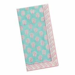 World Market Blue and Pink Block Print Napkin