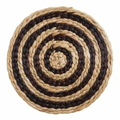 World Market Round Black and Natural Fiber Rings Placemat Set of 4