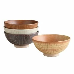 World Market Fuji Lines Rice Bowl Set Of 4