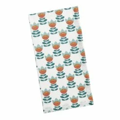 World Market Ivory, Rust and Teal Abstract Floral Napkins Set of 4