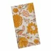 World Market White and Orange Floral Block Print Napkin Set of 2