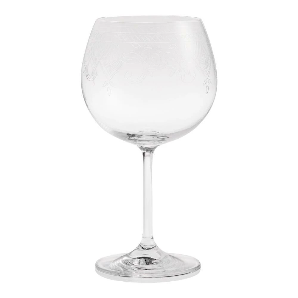 World Market Gala Crystal Etched Light Red Wine Glass