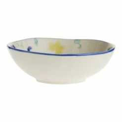 World Market Blue And Aqua Floral Hand Painted Soup Bowl