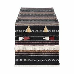 World Market Navy Woven Textured Stripe Table Runner