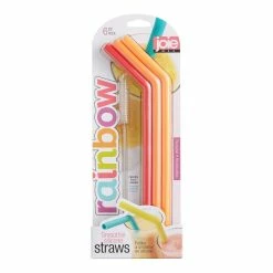 World Market Rainbow Reusable Silicone Smoothie Straws 6 Pack
