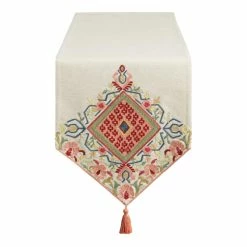 World Market Multicolor Embroidered Medallion Table Runner