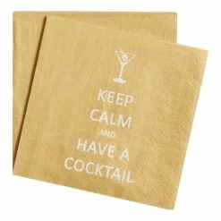 World Market 20 Count Keep Calm Cocktail Beverage Napkins Set of 2
