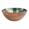 World Market Harvest Green Plaid Enamel Wood Serving Bowl