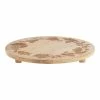 World Market Round Mango Wood Botanical Etched Serving Board