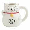 World Market White Lucky Cat Figural Ceramic Mug