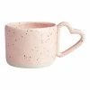 World Market Pink Reactive Glaze Heart Handle Ceramic Mug
