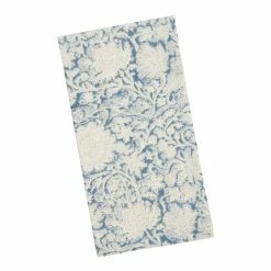 World Market Blue and Ivory Floral Print Napkins Set of 4