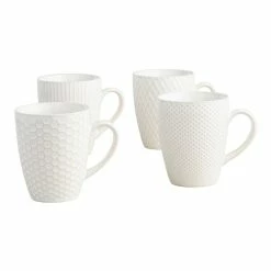 World Market Avery White Textured Ceramic Mug Set Of 4