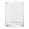 World Market Gold Rim Ribbed Double Old Fashioned Glass