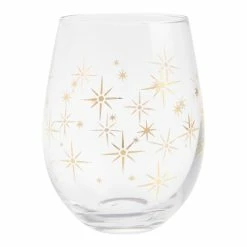 World Market Gold Starburst Stemless Wine Glass Set of 2