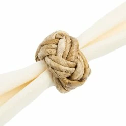 World Market Natural Banana Bark Braided Napkin Rings Set of 2
