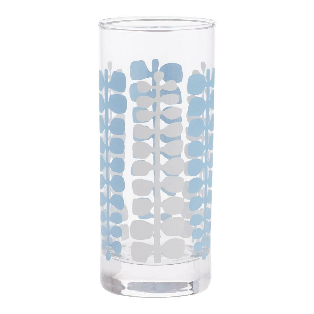 World Market Jen Hewett Blue Ancient Fern Glass