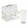 World Market Gold Wire Drink Caddy With Glasses 6 Piece Set
