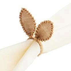 World Market Cane And Jute Beaded Bunny Ears Napkin Ring