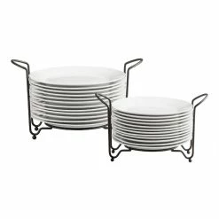 World Market Porcelain Plates With Stacking Rack 12 Piece Set