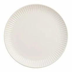 World Market White Whittle Ribbed Dinner Plate
