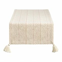 World Market Natural Ivory And Brown Chevron Table Runner