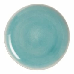 World Market Liliana Aqua and White Reactive Glaze Dinner Plate