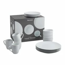 World Market White Porcelain Coupe 16 Piece Dinnerware Set