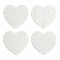 World Market White Marble Heart Coasters 4 Pack