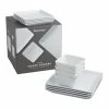 World Market Coupe Square White Porcelain 12 Piece Dinnerware Set