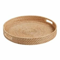 World Market Capriana Natural Rattan Woven Ottoman Tray