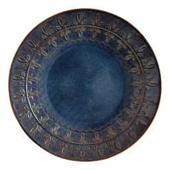 World Market Willow Indigo Blue Embossed Dinner Plate