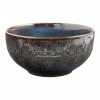 World Market Willow Indigo Blue Embossed Cereal Bowl