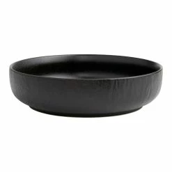 World Market Stella Matte Black Textured Low Bowl