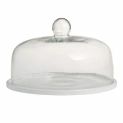 World Market Coupe White Porcelain Cake Plate With Cloche