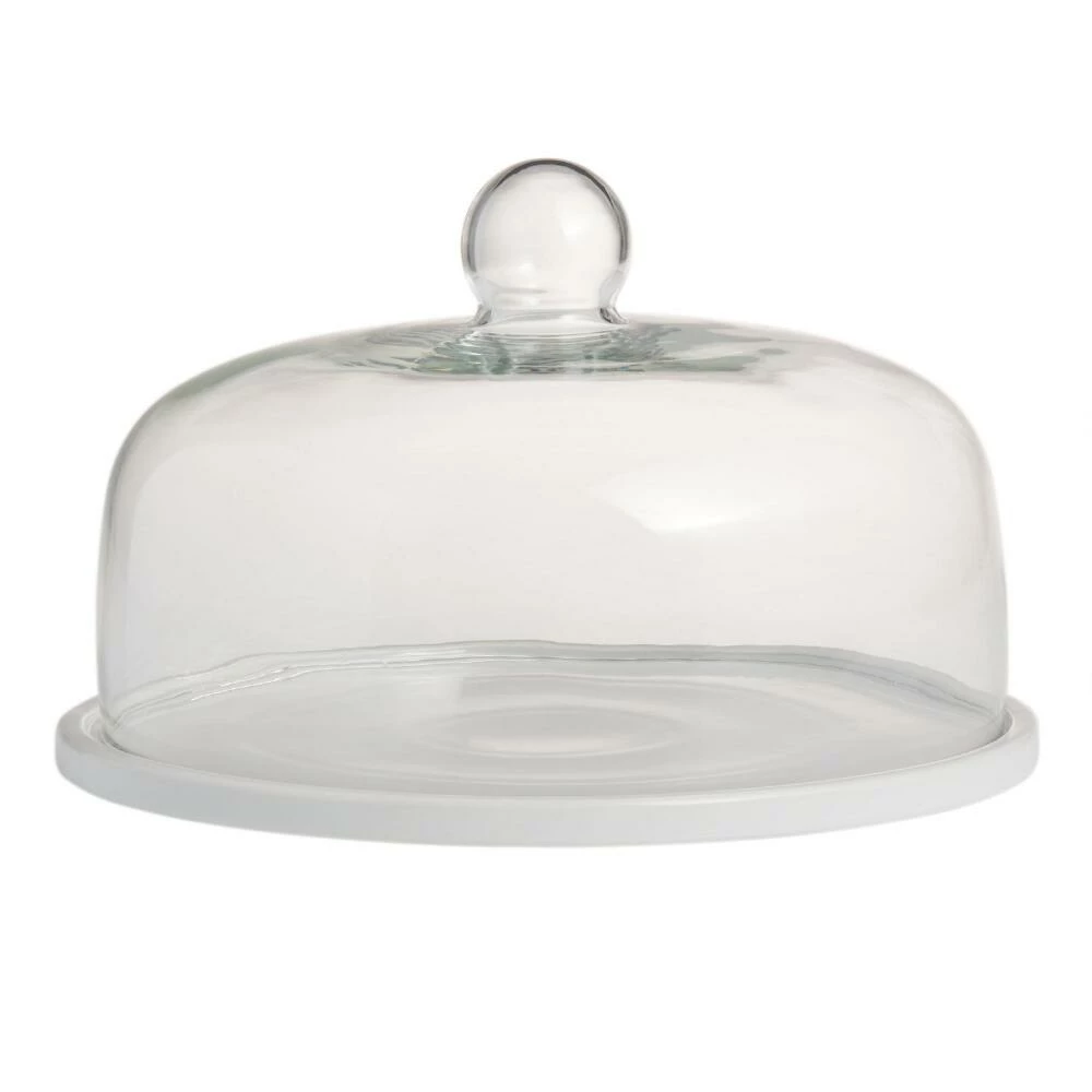 World Market Coupe White Porcelain Cake Plate With Cloche