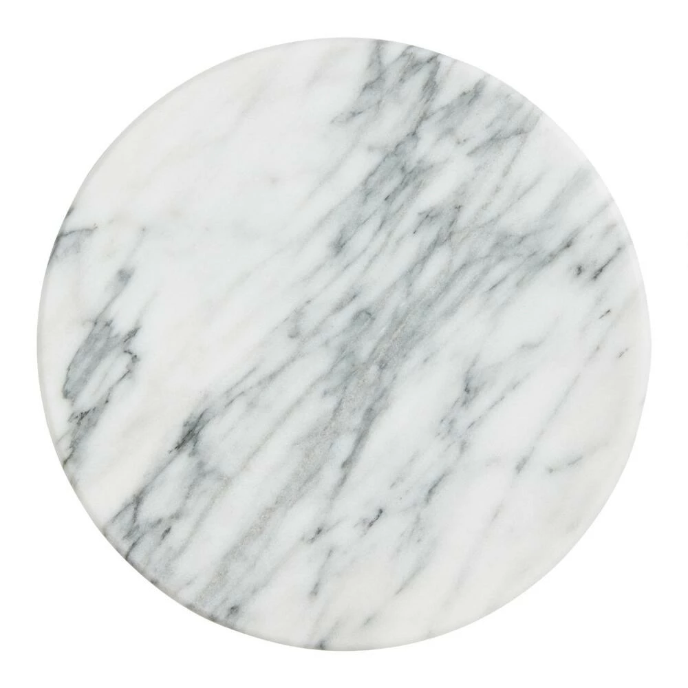 World Market White Marble Lazy Susan - Image 2