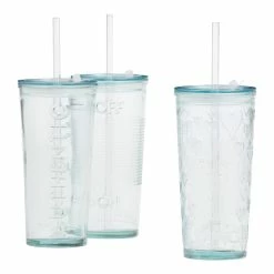 World Market Spanish Recycled Glass To Go Tumbler With Straw